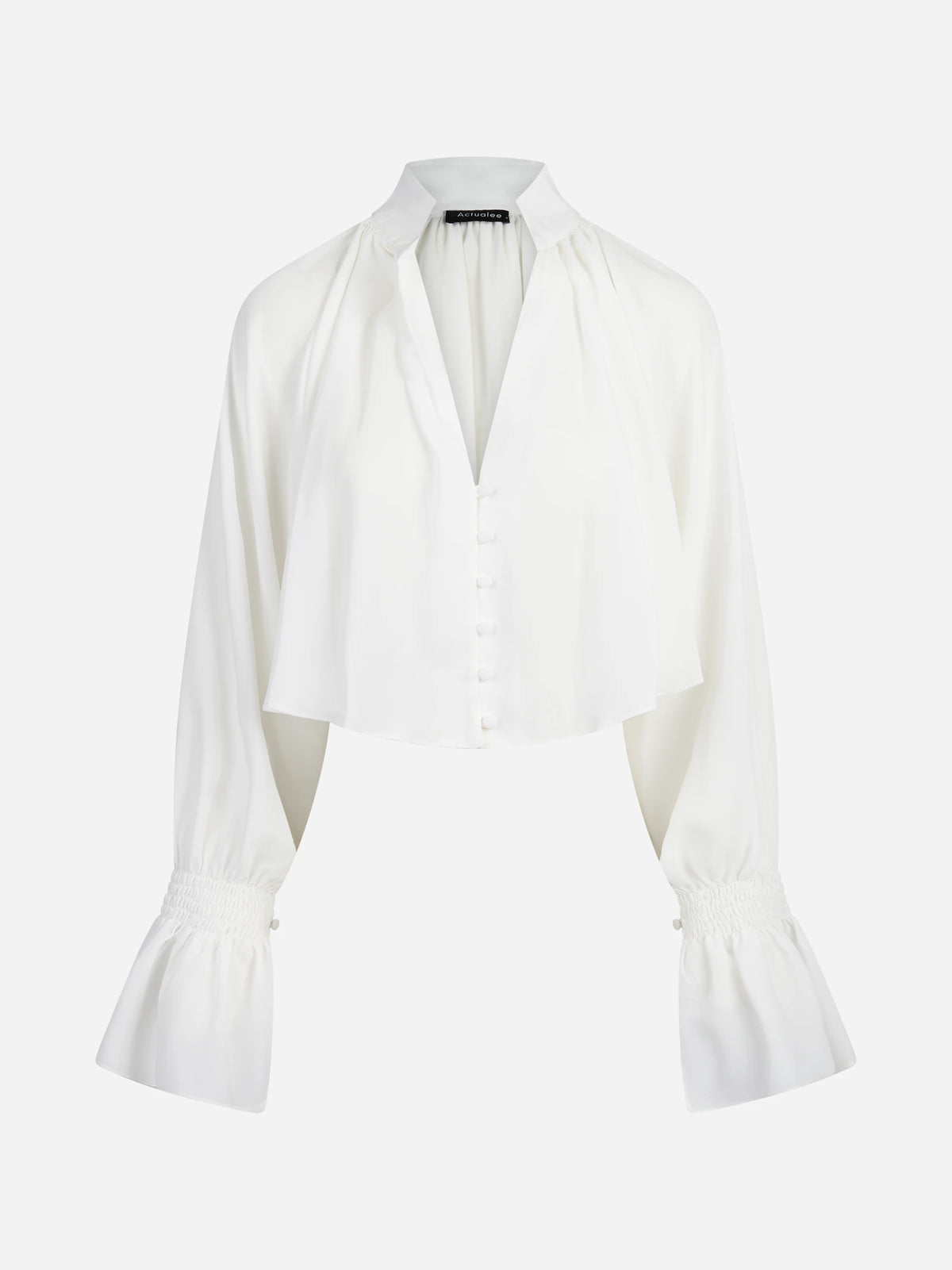 Camicia corta con maniche a volant bianca - vista frontale