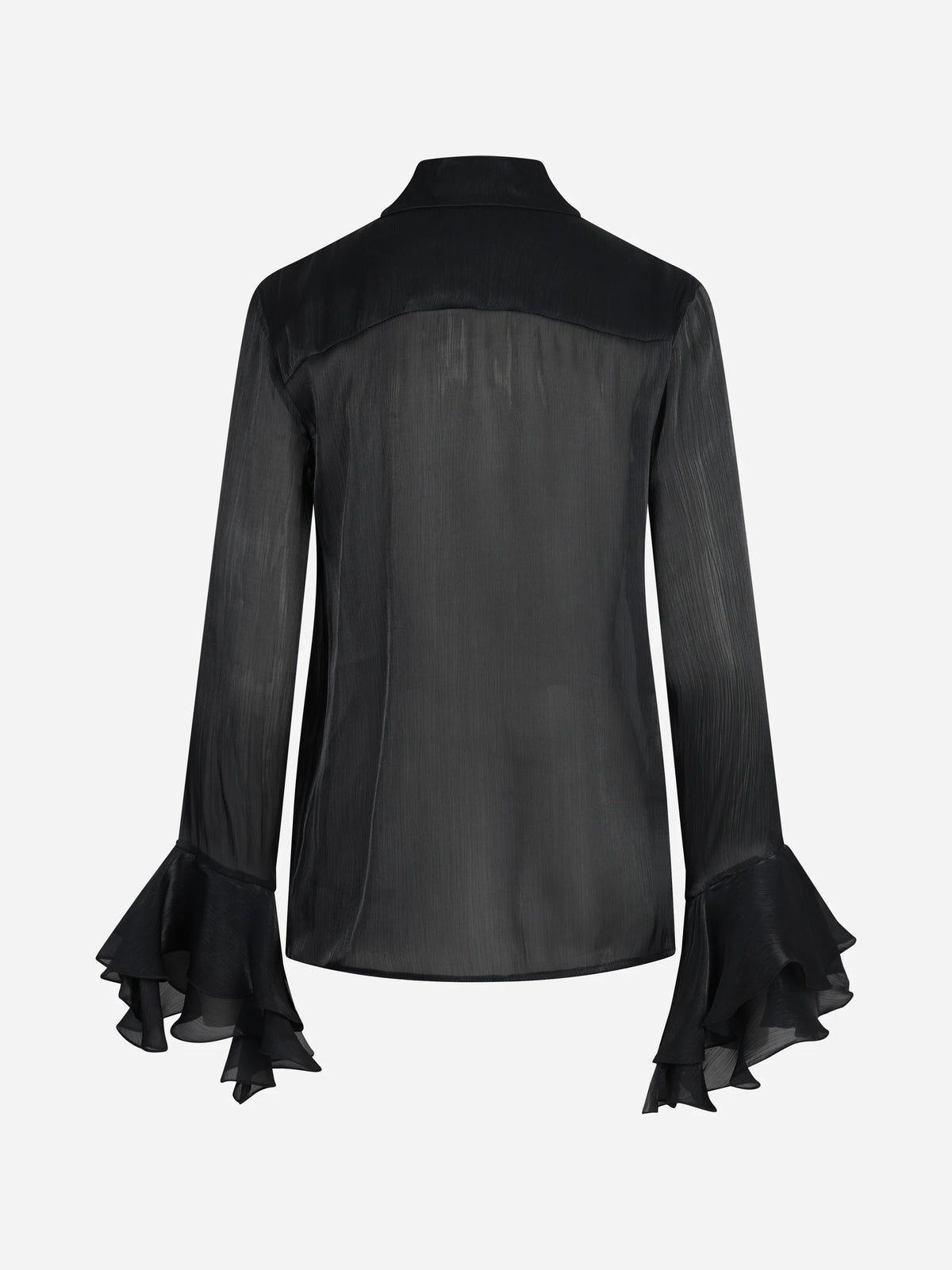 Camicia con volant frontale nera - vista posteriore