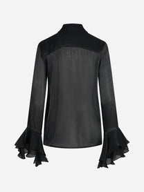Camicia con volant frontale nera - vista posteriore