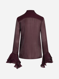 Camicia con volant frontale bordeaux - vista posteriore