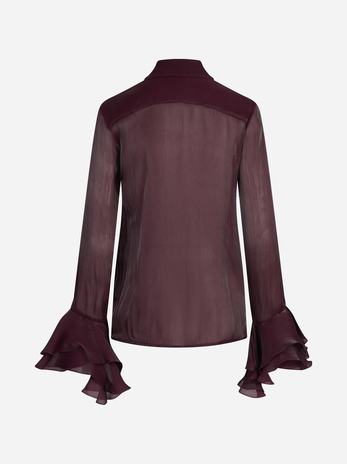 Camicia con volant frontale bordeaux - vista posteriore