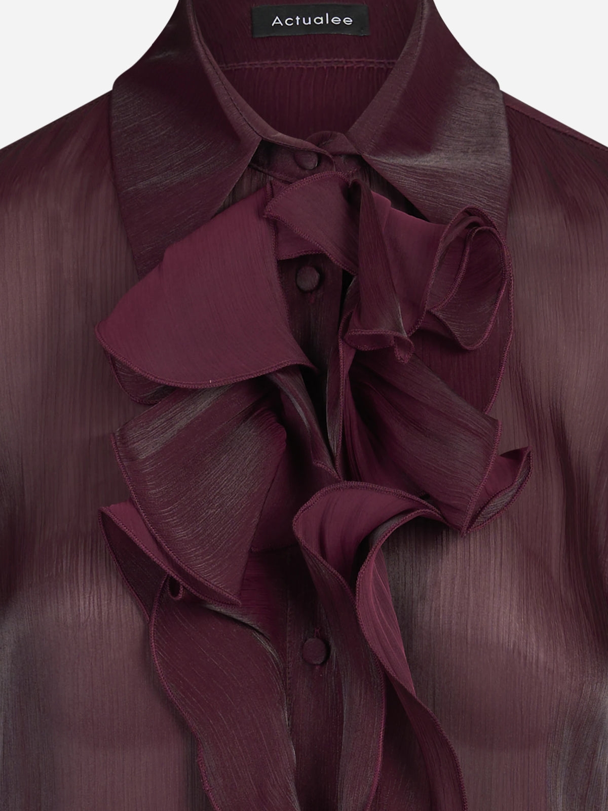 Camicia con volant frontale bordeaux - dettaglio del prodotto
