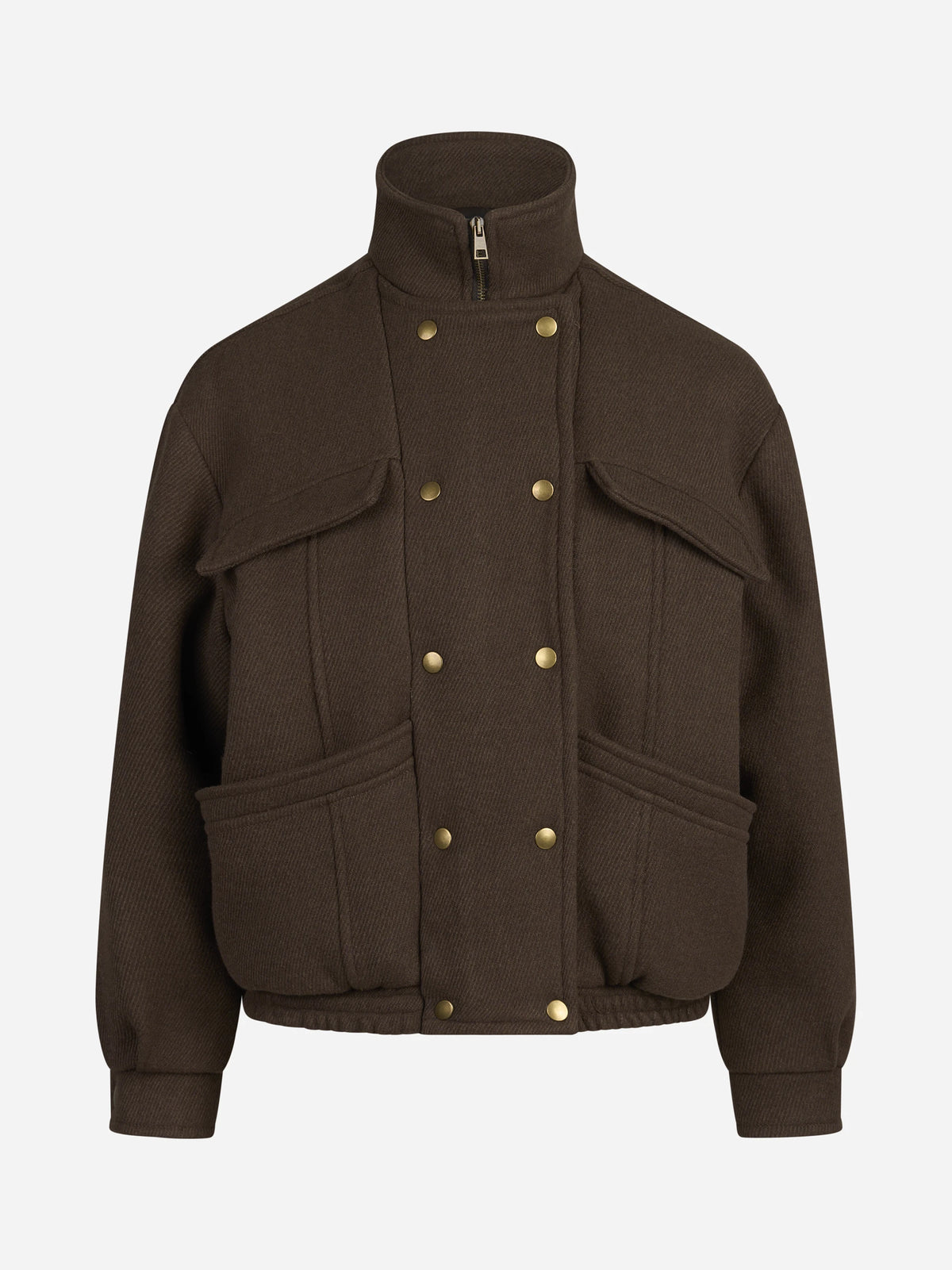 Giubbino bomber con bottoni metallici testa di moro - vista frontale