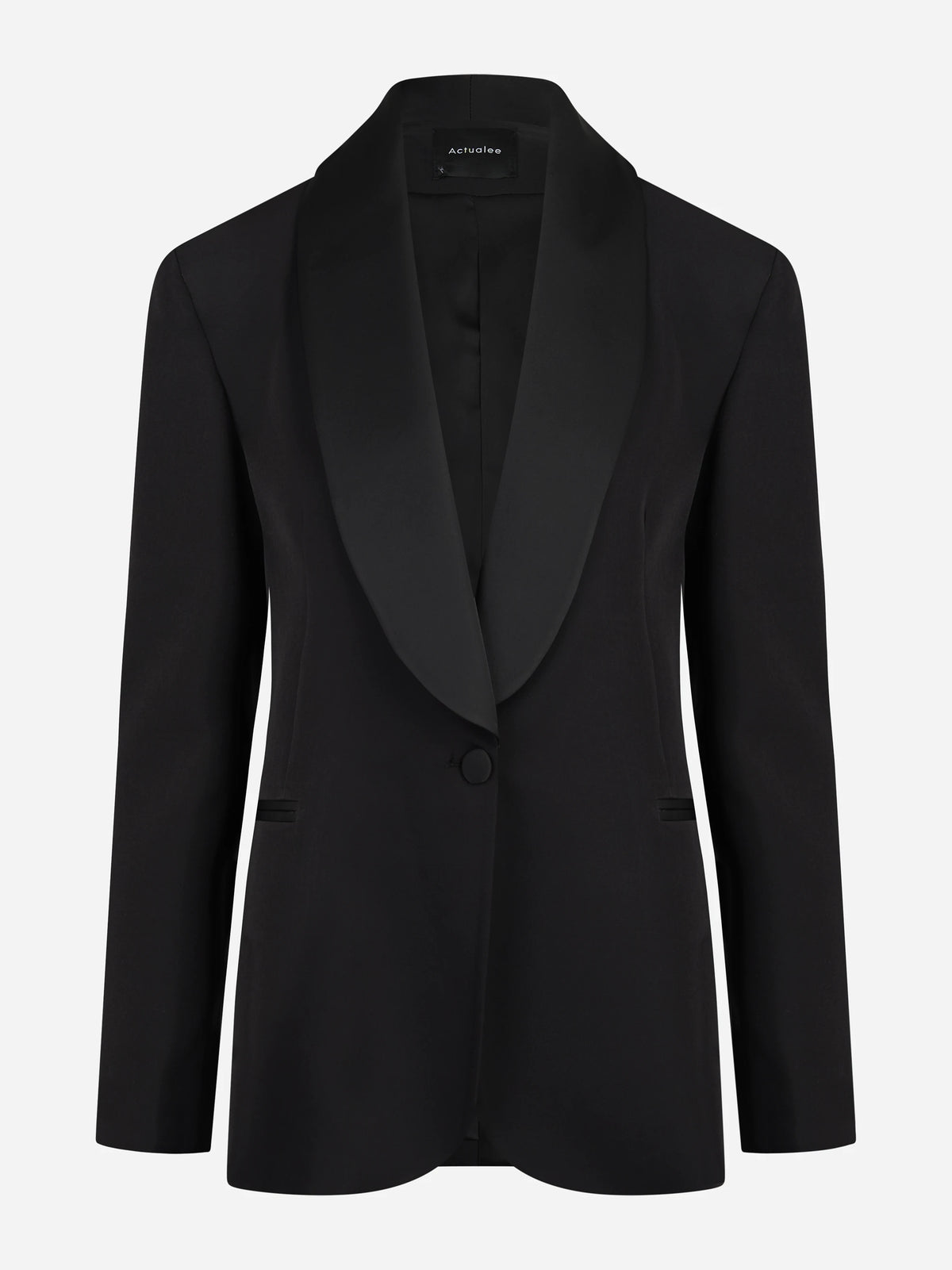 Blazer con revers sciallato nero - vista frontale