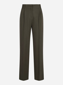 Pantalone sartoriale a gamba dritta verde - vista frontale