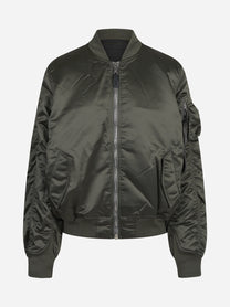 Bomber MA-1 UV in nylon verde vintage - vista frontale