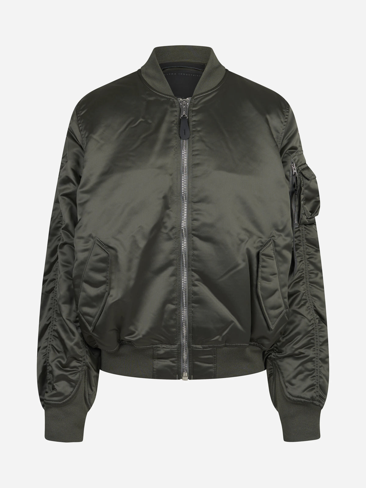 Bomber MA-1 UV in nylon verde vintage - vista frontale