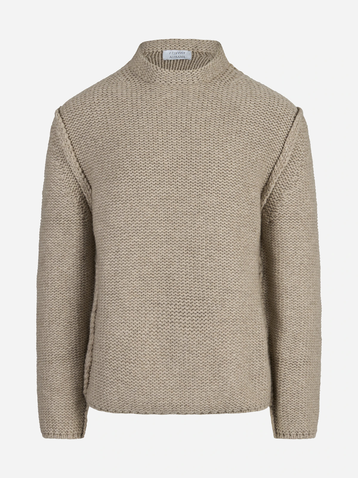 Maglia in cashmere a collo alto beige - vista frontale