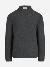 Maglia in cashmere a collo alto grigia - vista frontale