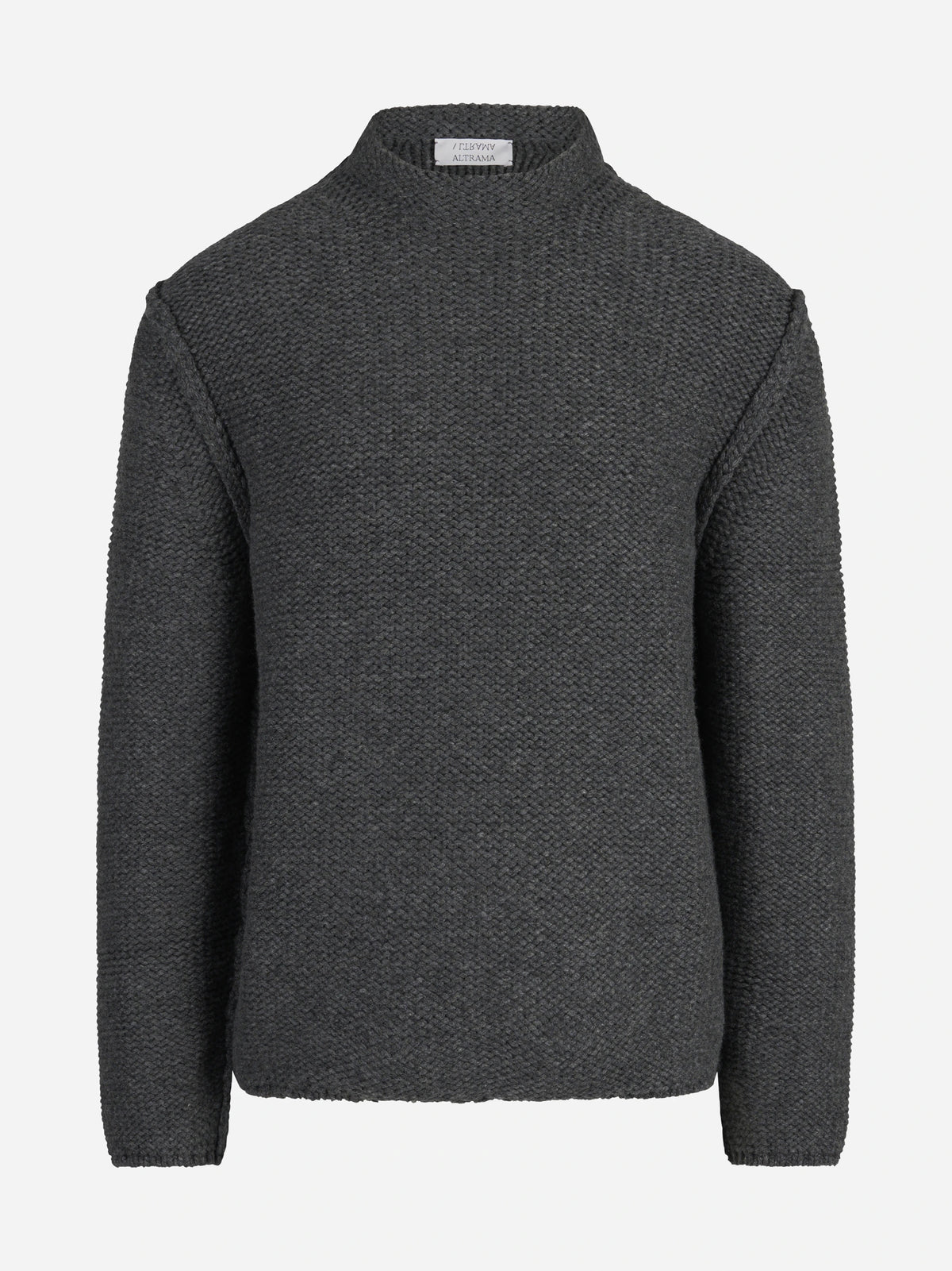 Maglia in cashmere a collo alto grigia - vista frontale