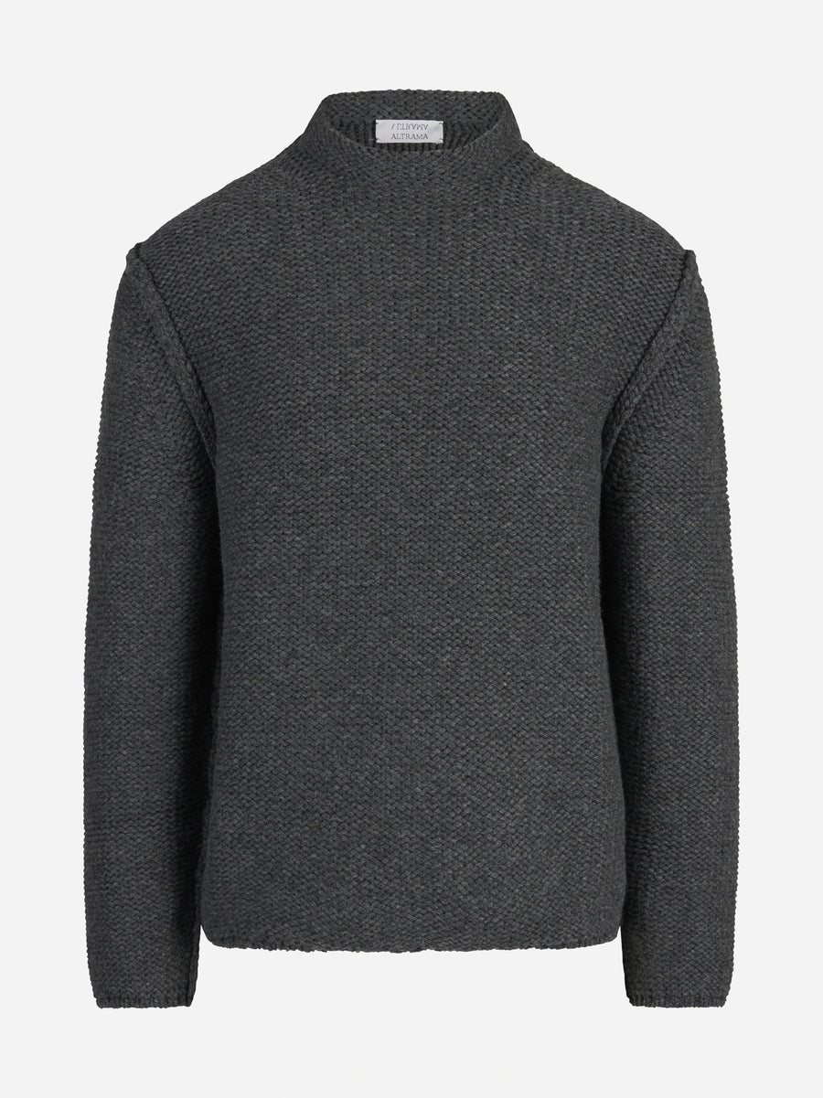 Maglia in cashmere a collo alto grigia - vista frontale