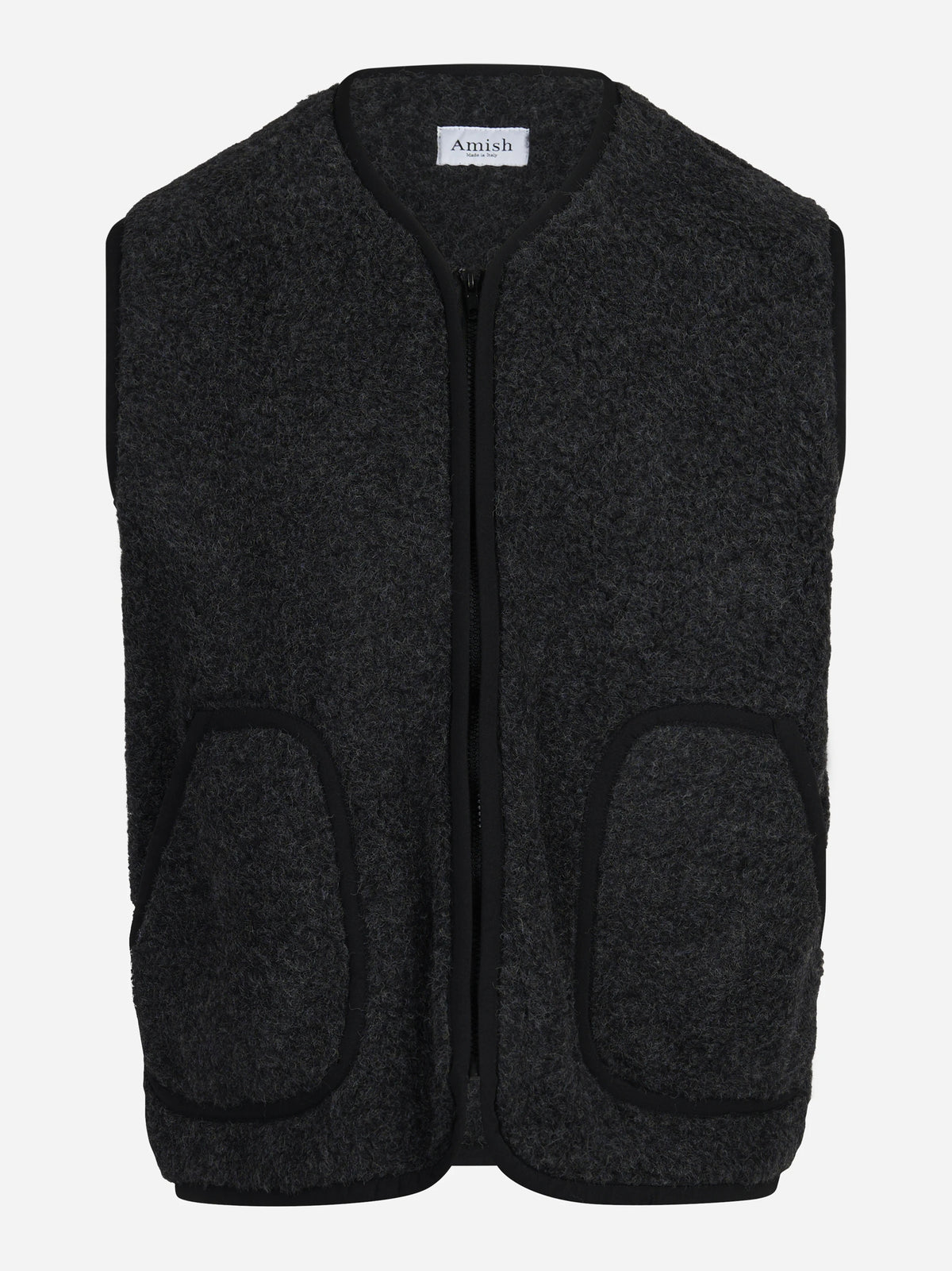 Gilet Sherpa in lana grigio - vista frontale