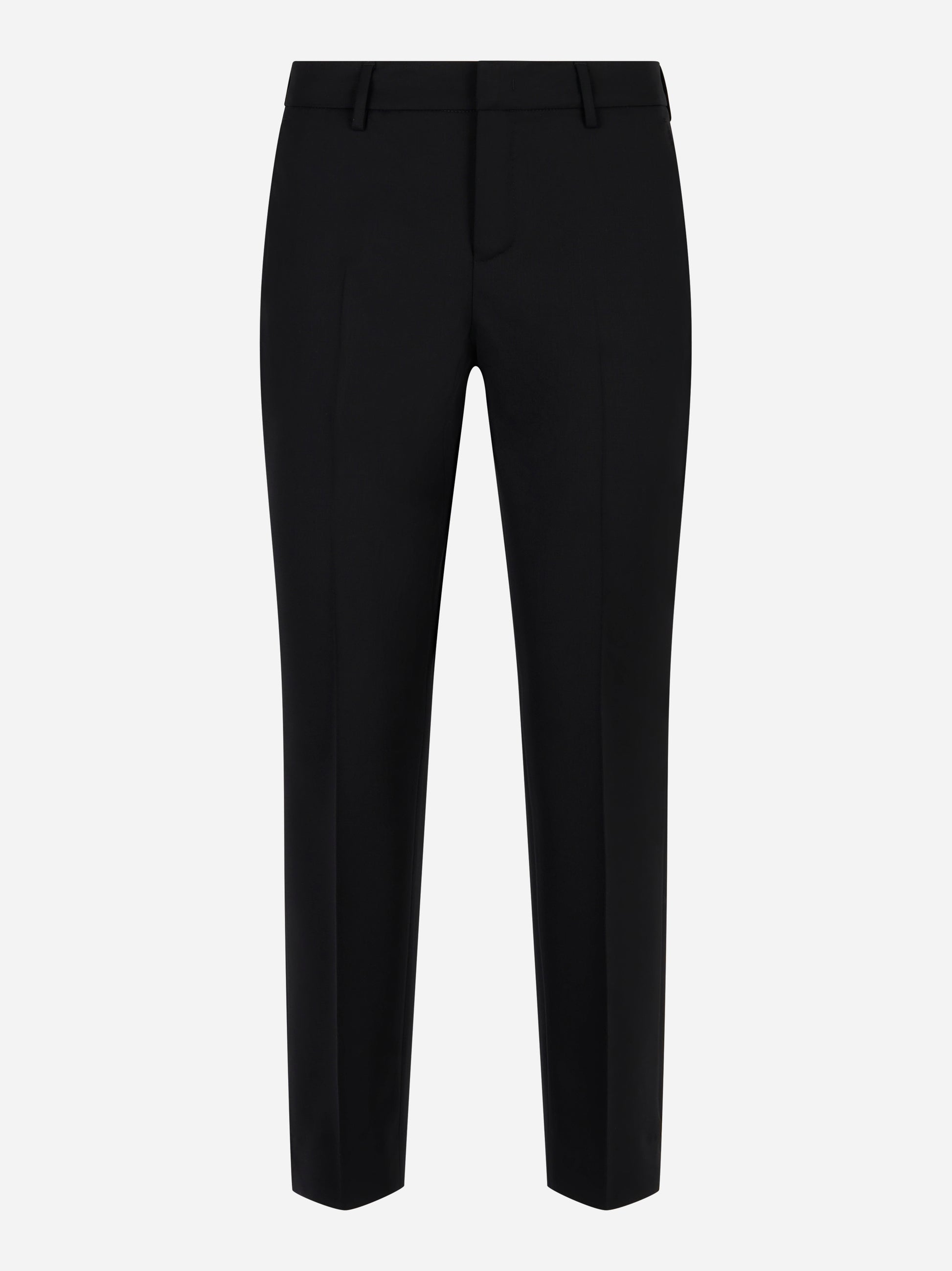 Pantaloni sartoriali neri in lana stretch PT Torino fronte