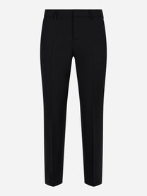 Pantaloni sartoriali neri in lana stretch PT Torino fronte
