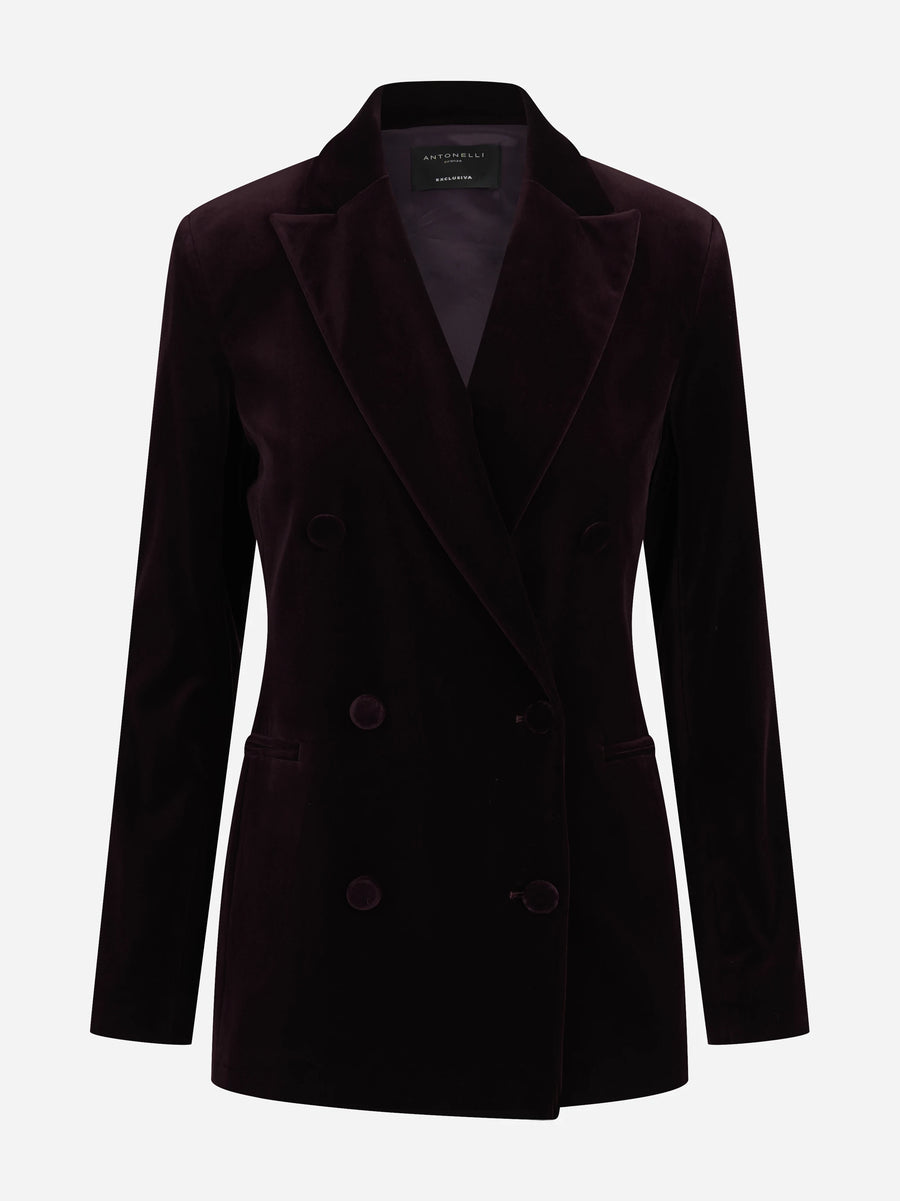 Blazer Galbusera in velluto bordeaux - vista frontale