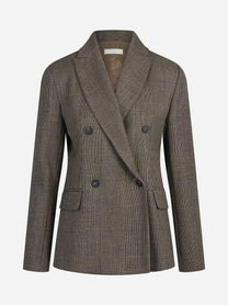 Blazer Einaudi doppiopetto check marrone - vista frontale