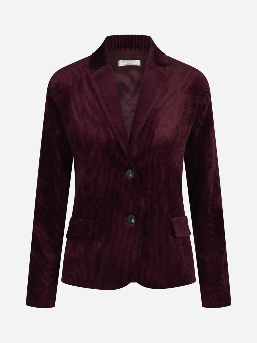 Blazer Eraclito in velluto bordeaux - vista frontale
