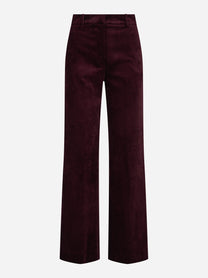Pantaloni Prunelli dritti in velluto bordeaux - vista frontale