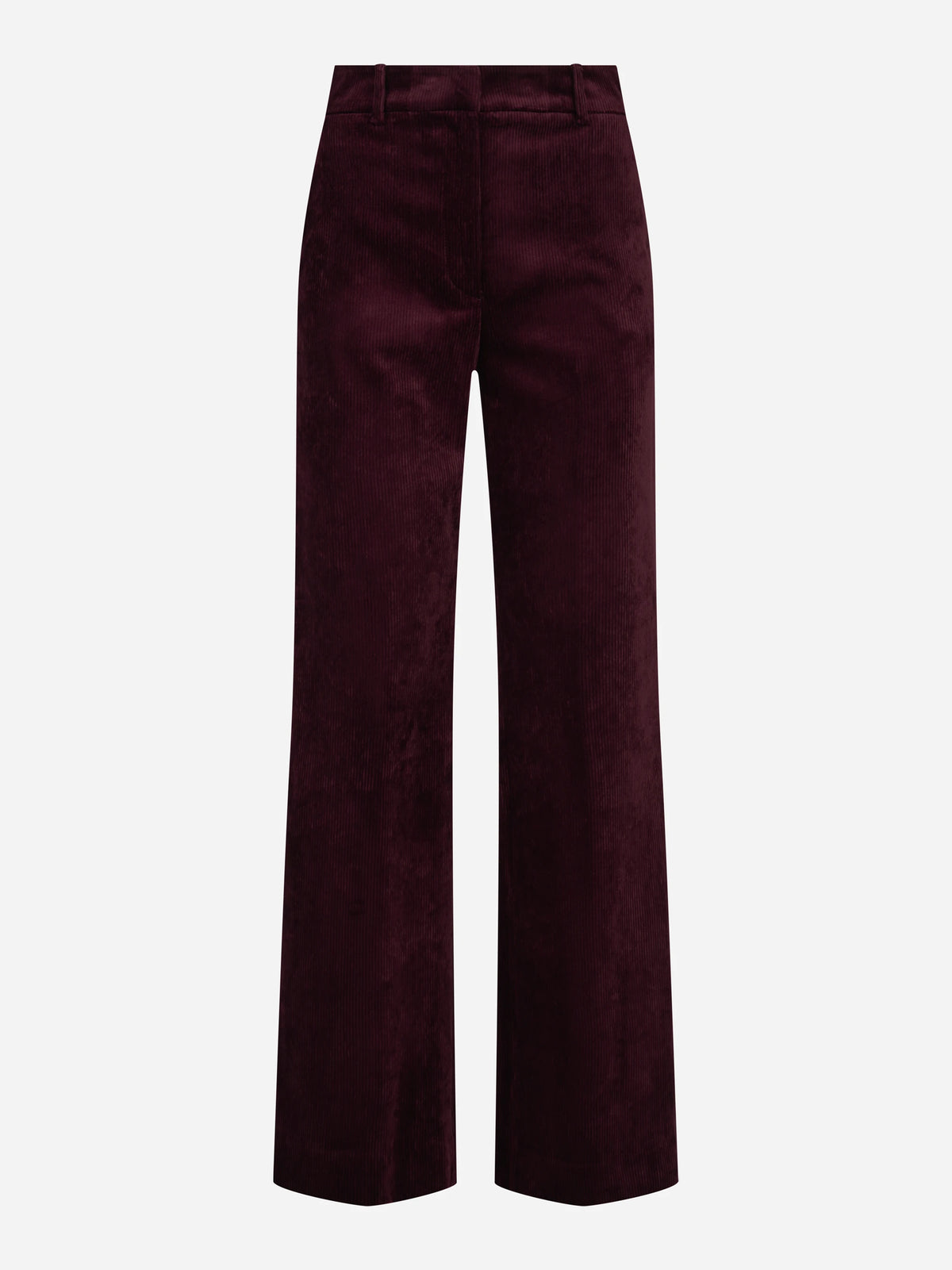 Pantaloni Prunelli dritti in velluto bordeaux - vista frontale