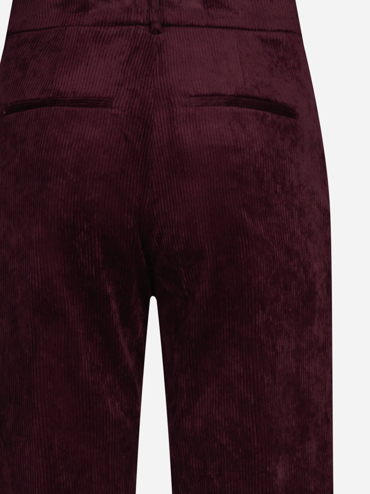 Pantaloni Prunelli dritti in velluto bordeaux - dettaglio del prodotto