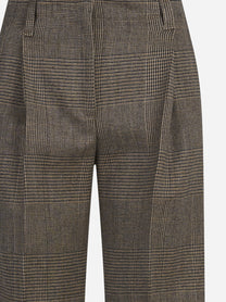 Pantaloni Pervinca check in misto lana marroni - dettaglio del prodotto
