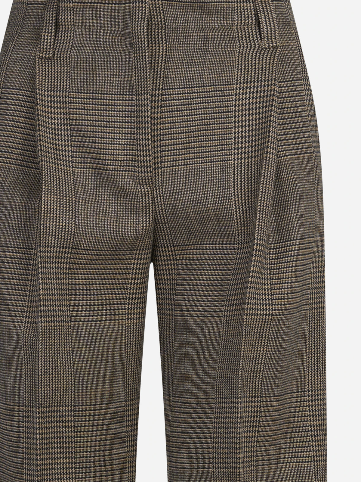 Pantaloni Pervinca check in misto lana marroni - dettaglio del prodotto