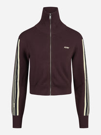 Giacca in maglia con zip bordeaux - vista frontale