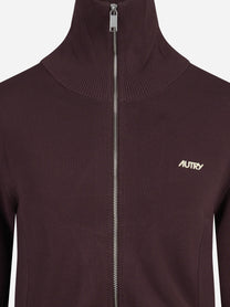 Giacca in maglia con zip bordeaux - vista posteriore