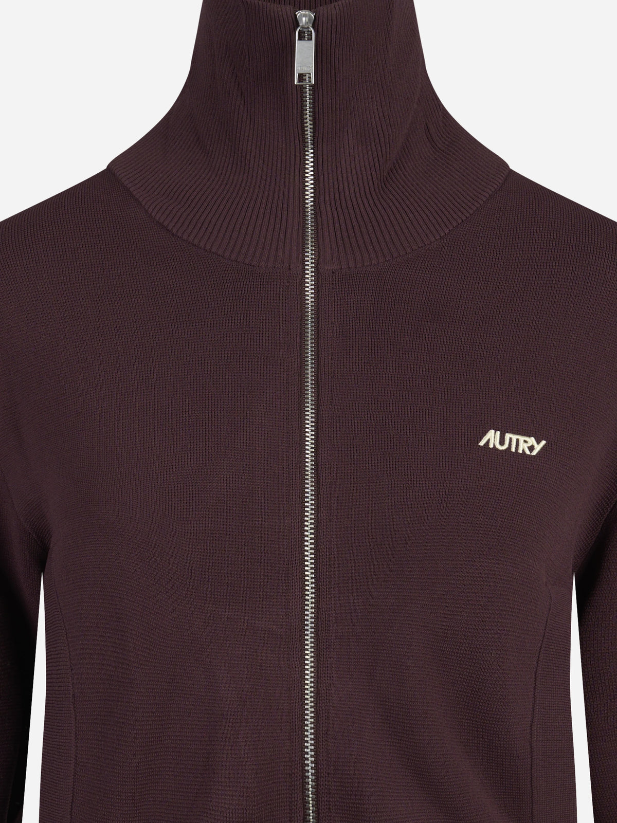 Giacca in maglia con zip bordeaux - vista posteriore