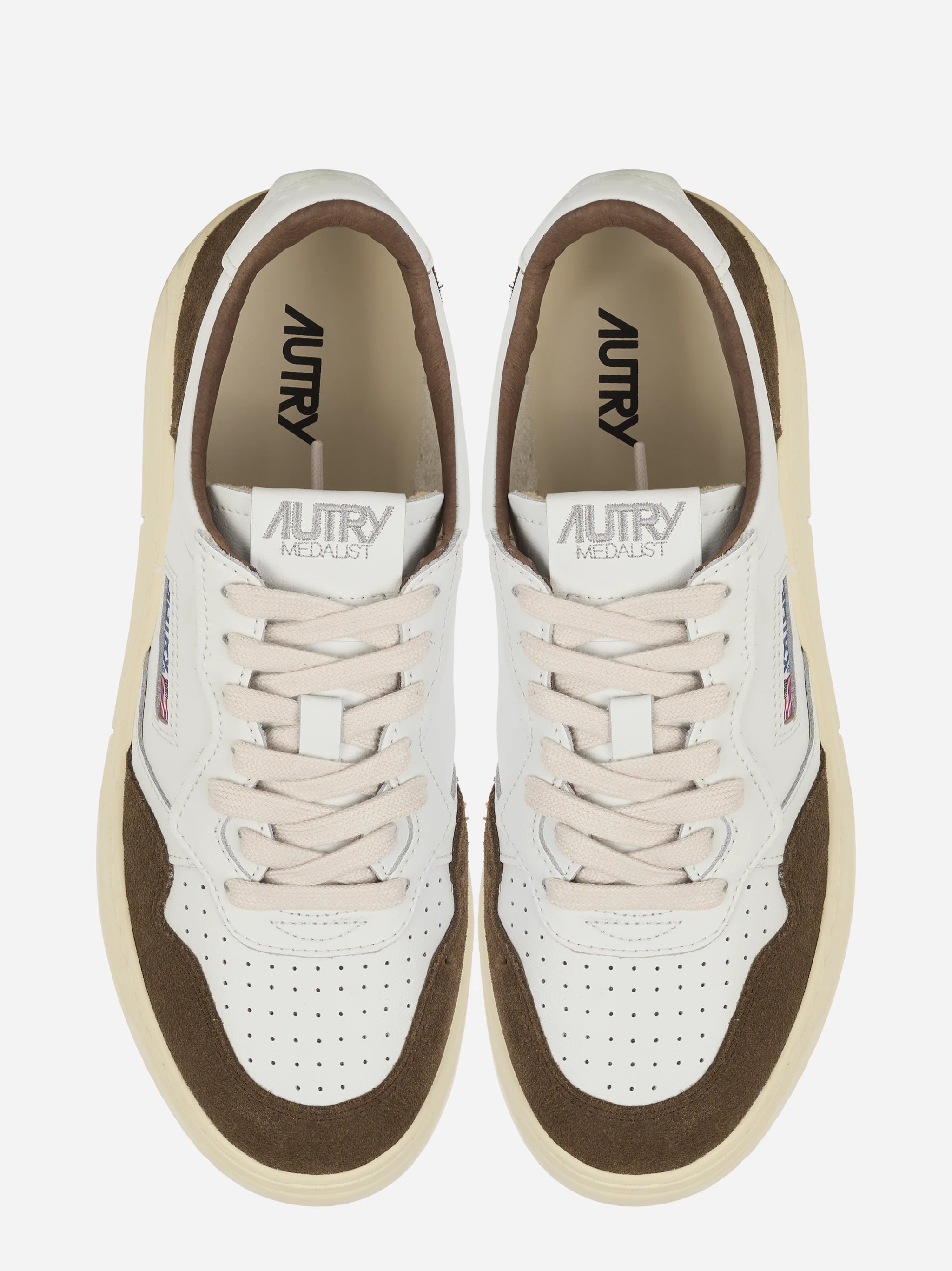 Sneakers Medalist Low In Pelle Bianca E Suede Marrone