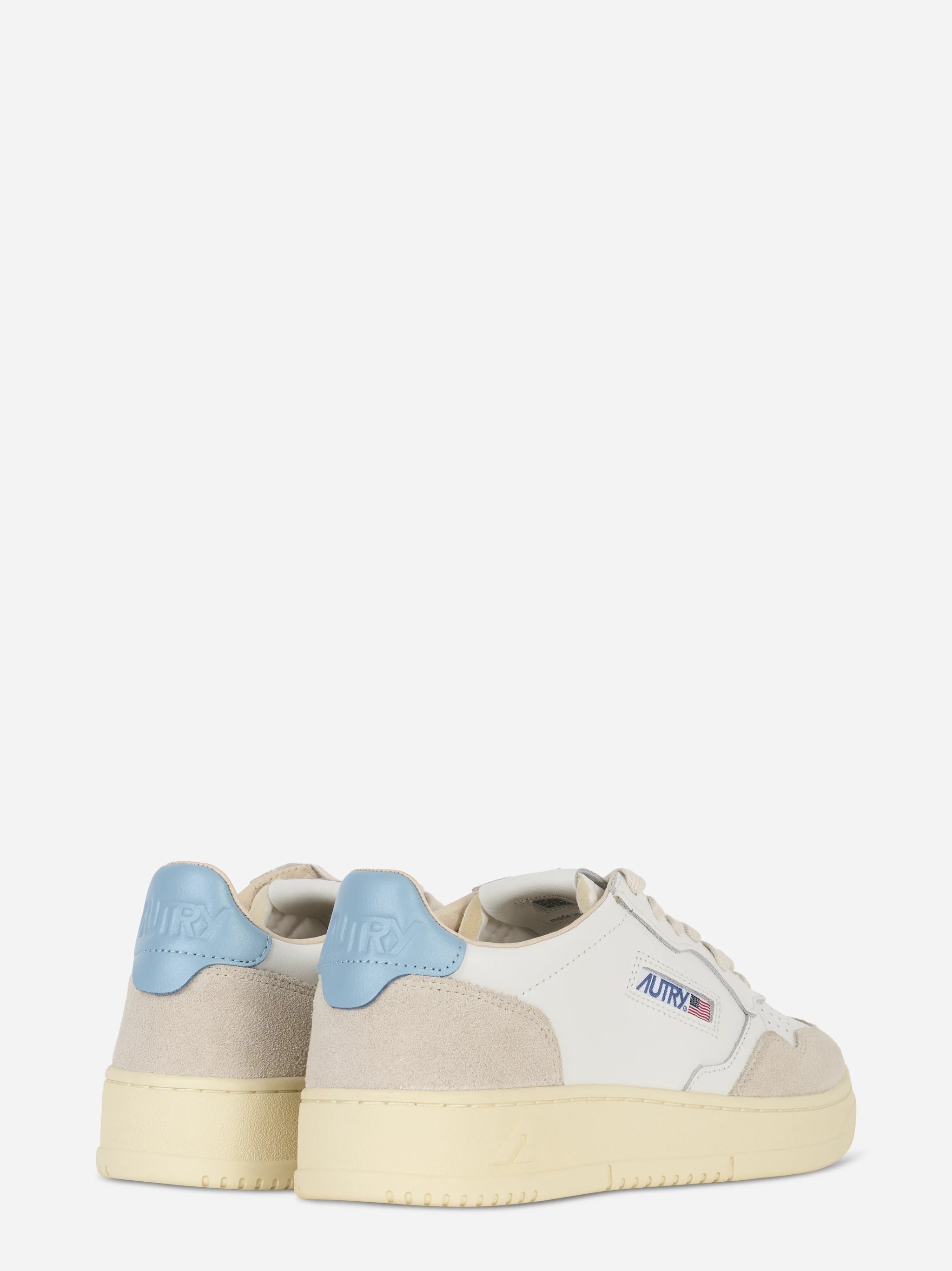 Sneakers Medalist Low In Suede E Pelle Bianca E Forget Me Not