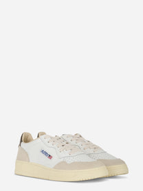 Sneakers Medalist Low In Suede E Pelle Bianca E Teak