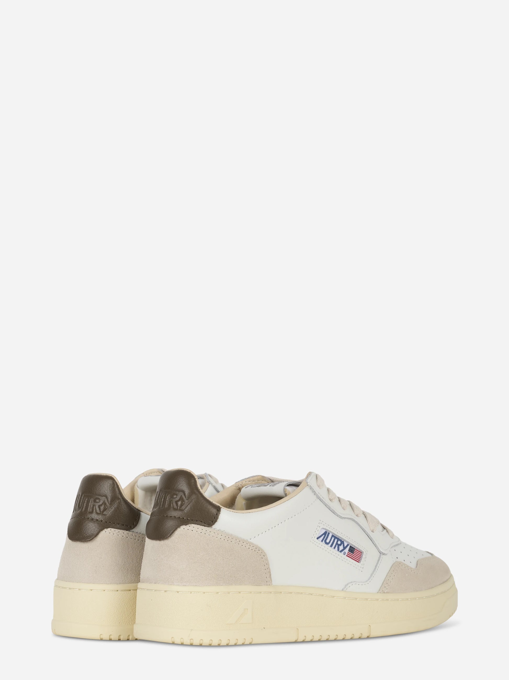 Sneakers Medalist Low In Suede E Pelle Bianca E Teak