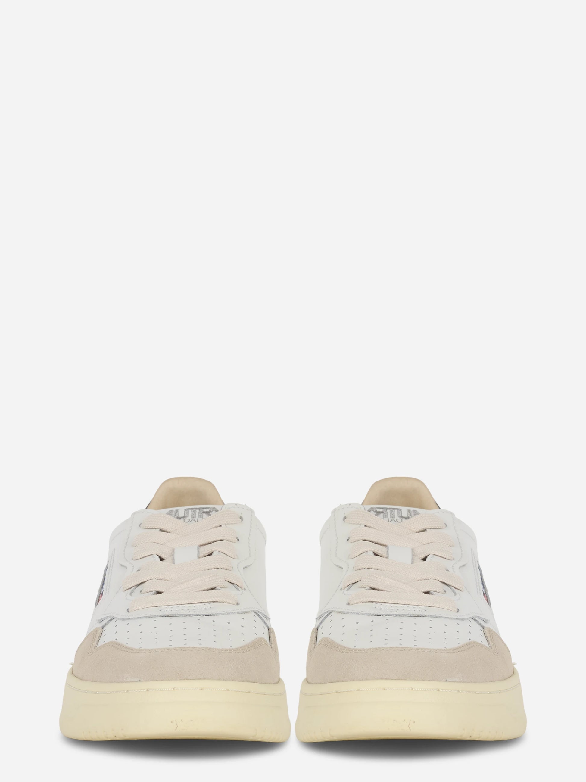 Sneakers Medalist Low In Pelle Bianca E Nera E Suede Beige