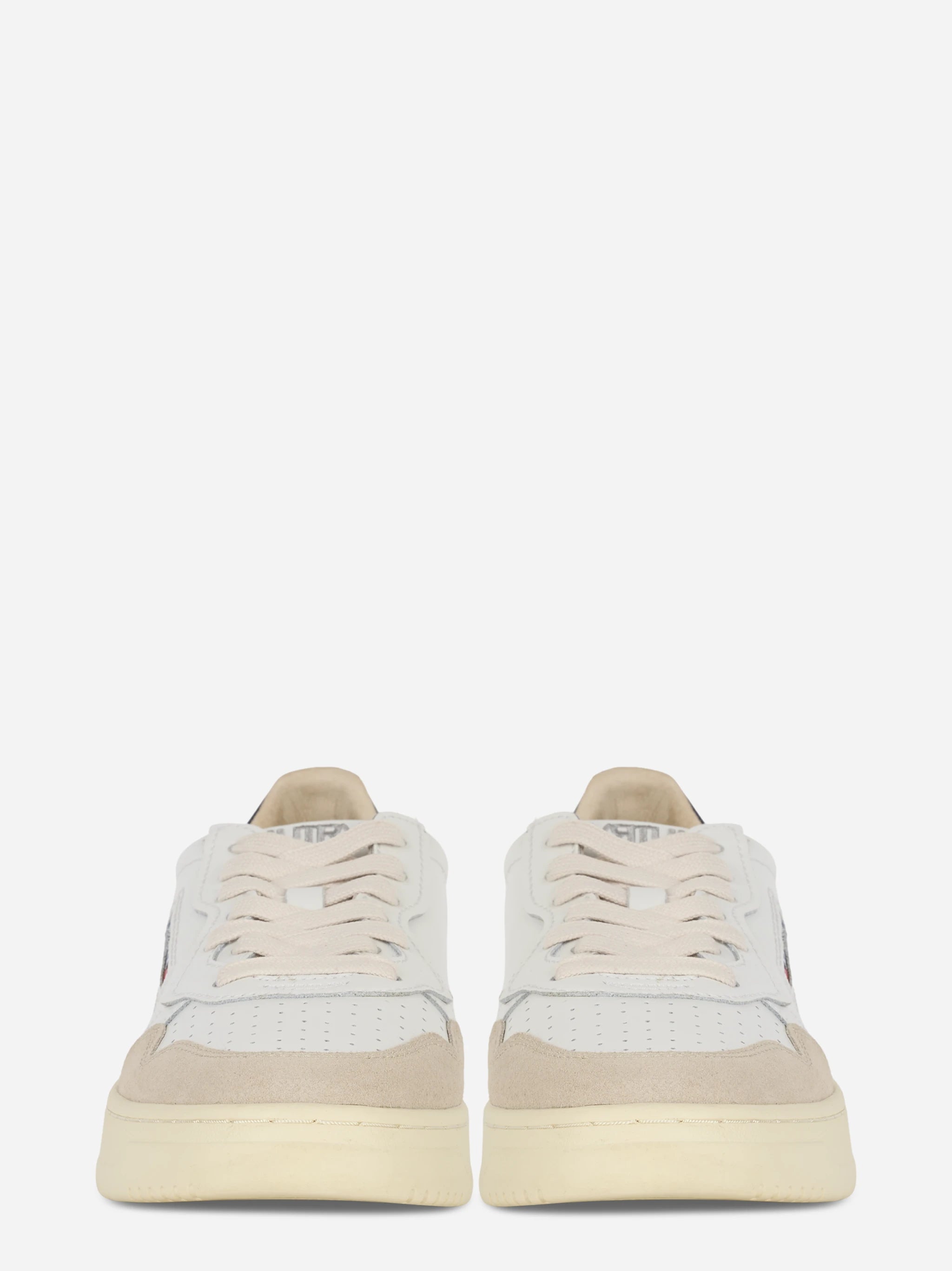 Sneakers Medalist Low In Pelle Bianca E Blu E Suede Beige