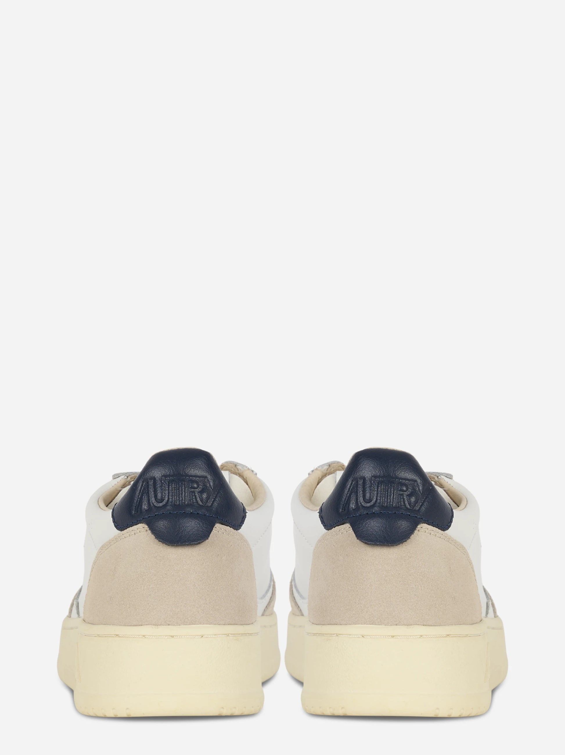 Sneakers Medalist Low In Pelle Bianca E Blu E Suede Beige