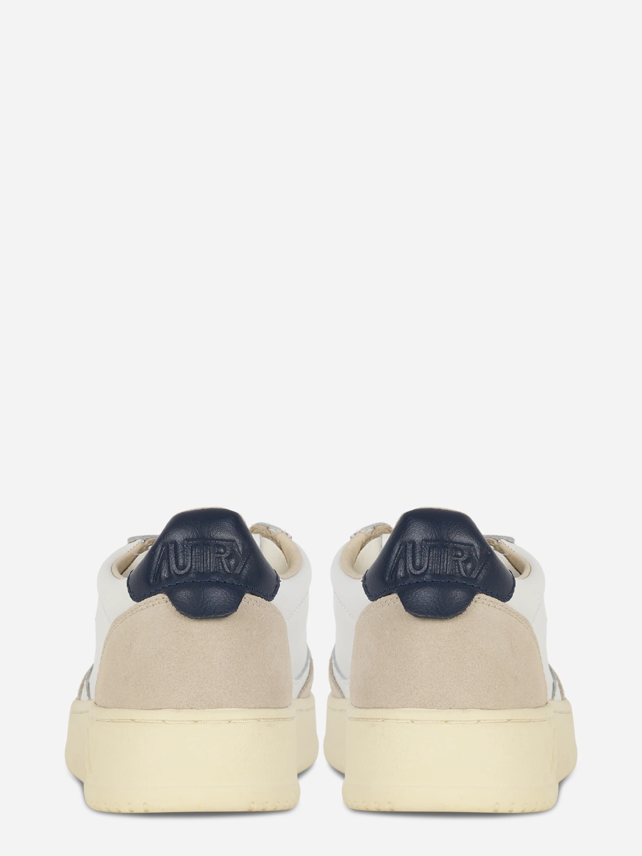 Sneakers Medalist Low In Pelle Bianca E Blu E Suede Beige