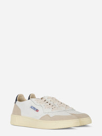 Sneakers Medalist Low In Pelle Bianca E Blu E Suede Beige