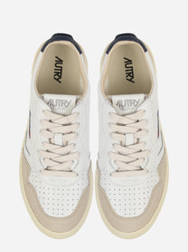 Sneakers Medalist Low In Pelle Bianca E Blu E Suede Beige