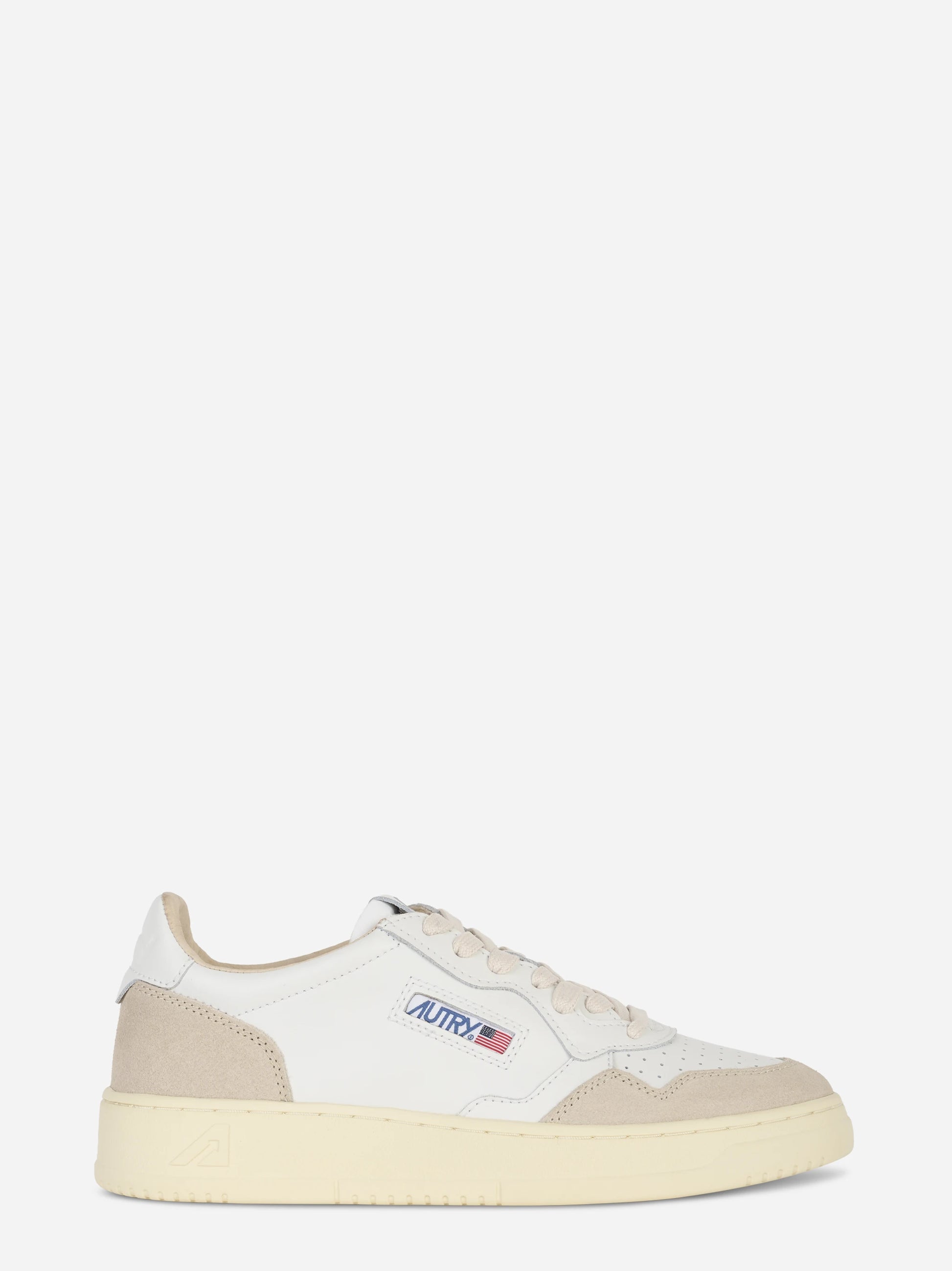Sneakers Medalist Low In Pelle Bianca E Suede Beige