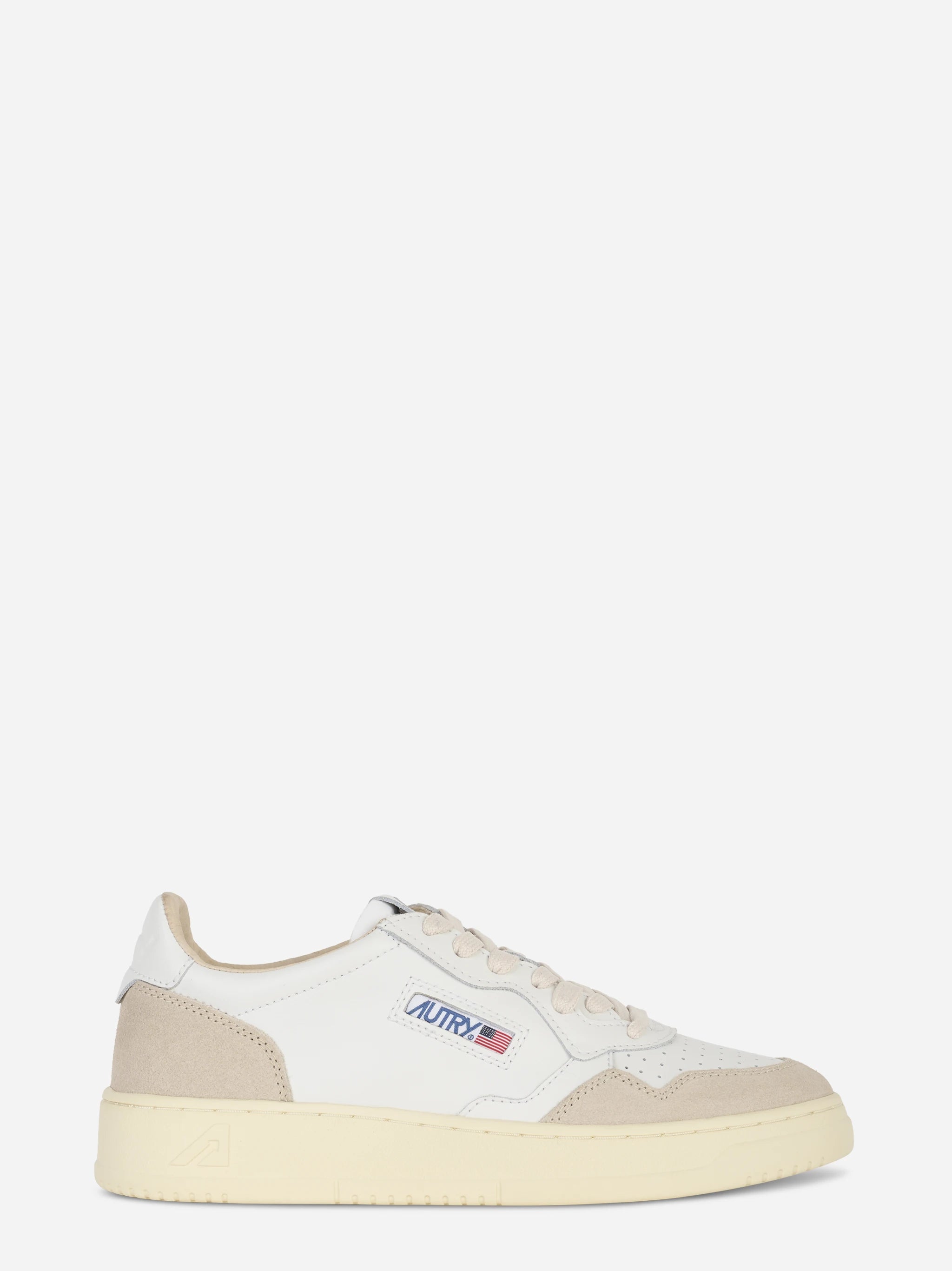 Sneakers Medalist Low In Pelle Bianca E Suede Beige