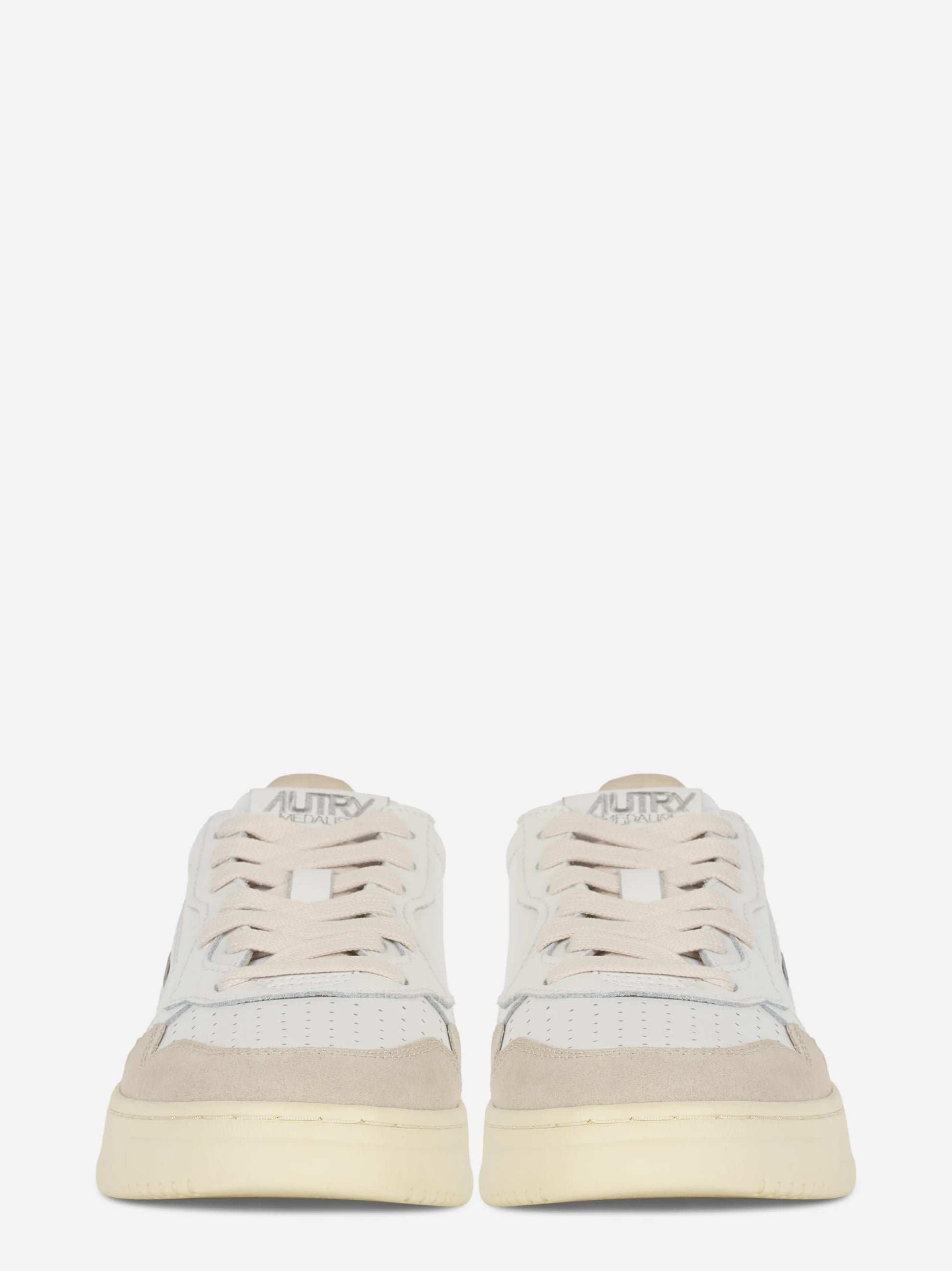Sneakers Medalist Low In Pelle Bianca E Suede Beige