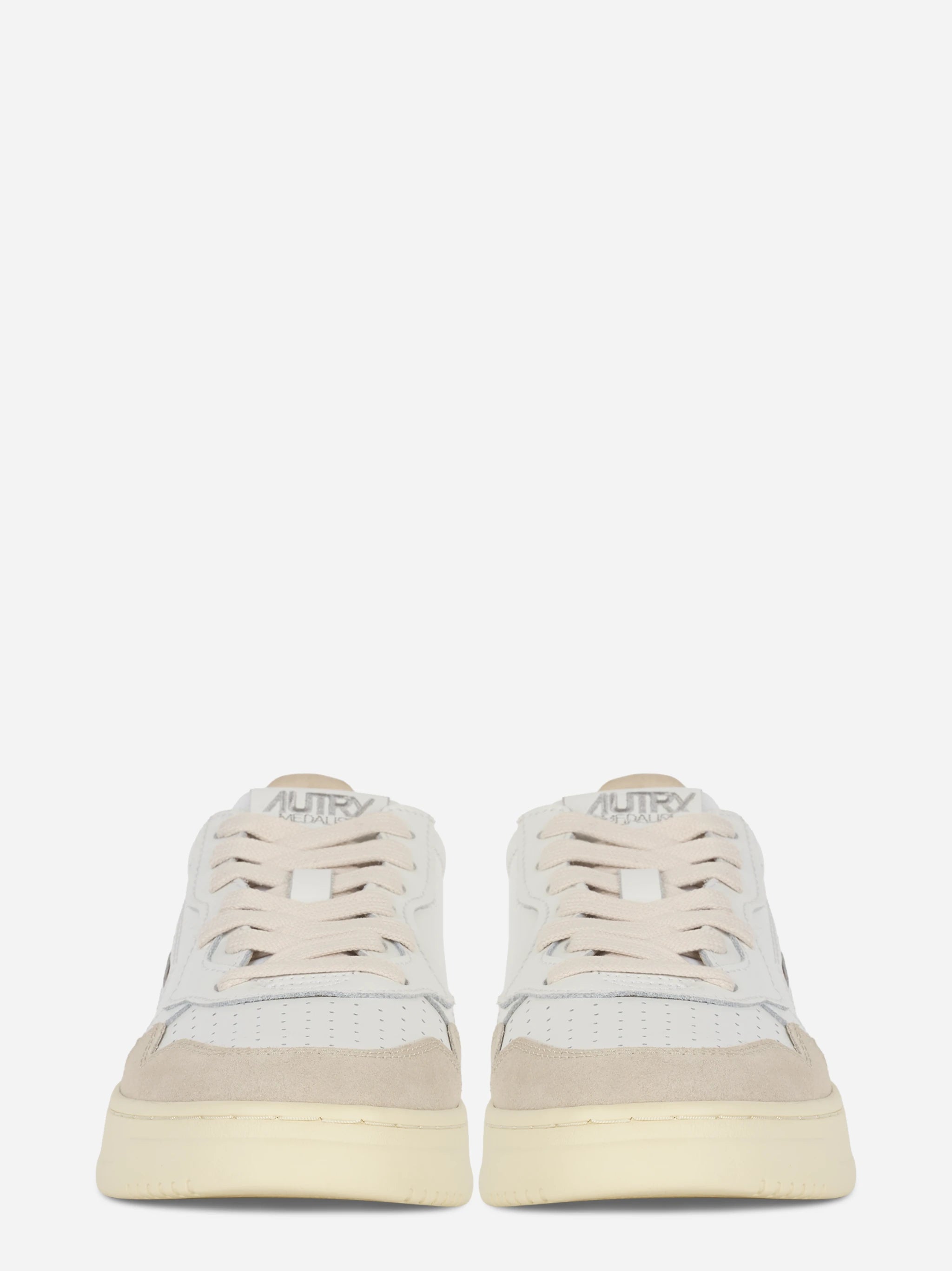 Sneakers Medalist Low In Pelle Bianca E Suede Beige
