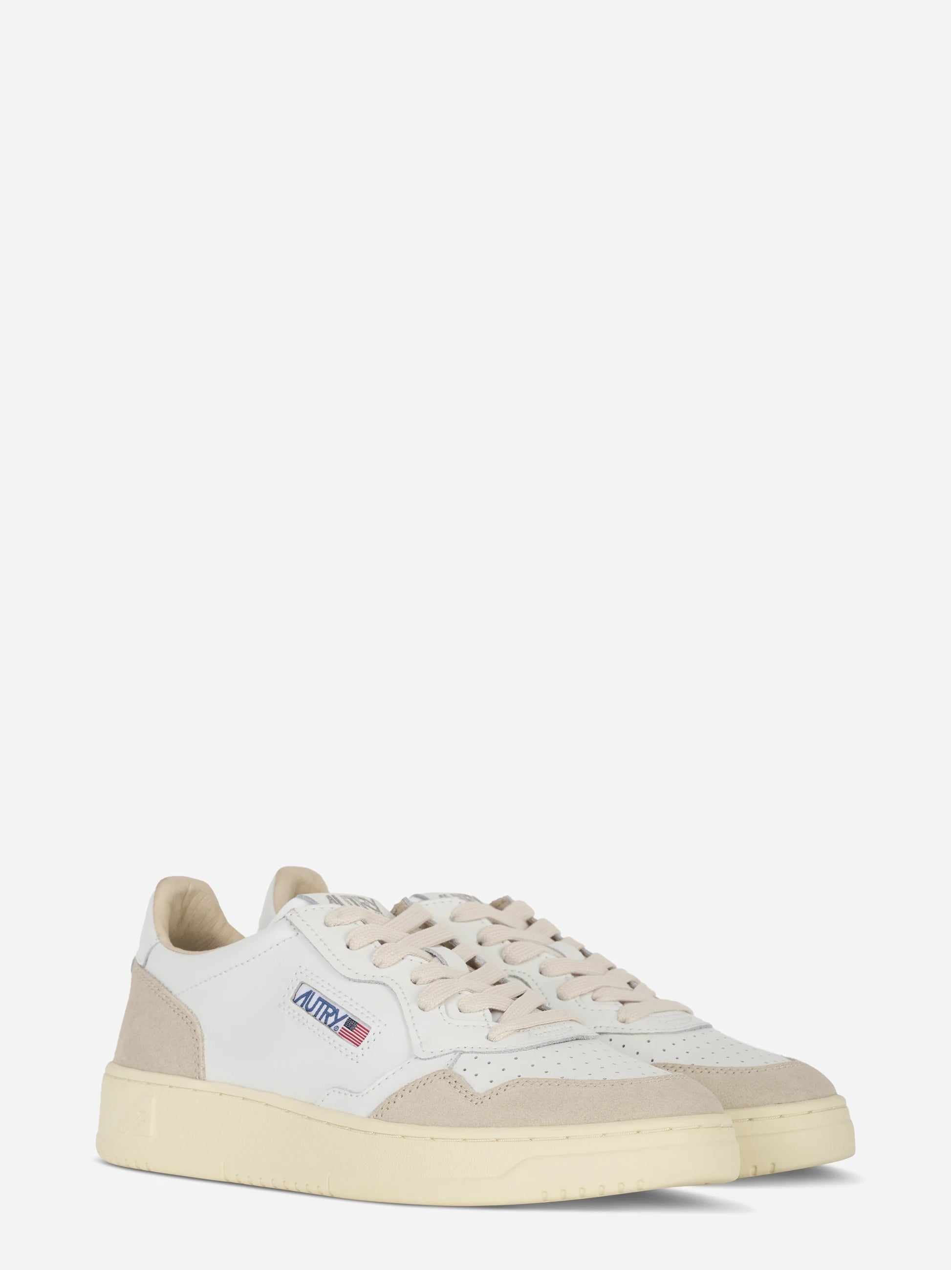Sneakers Medalist Low In Pelle Bianca E Suede Beige