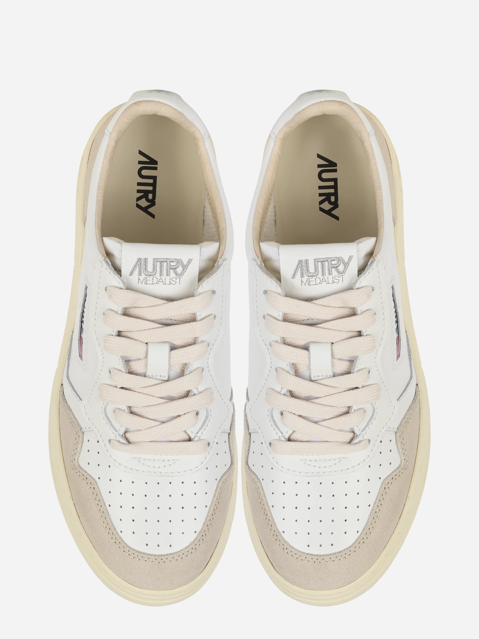 Sneakers Medalist Low In Pelle Bianca E Suede Beige