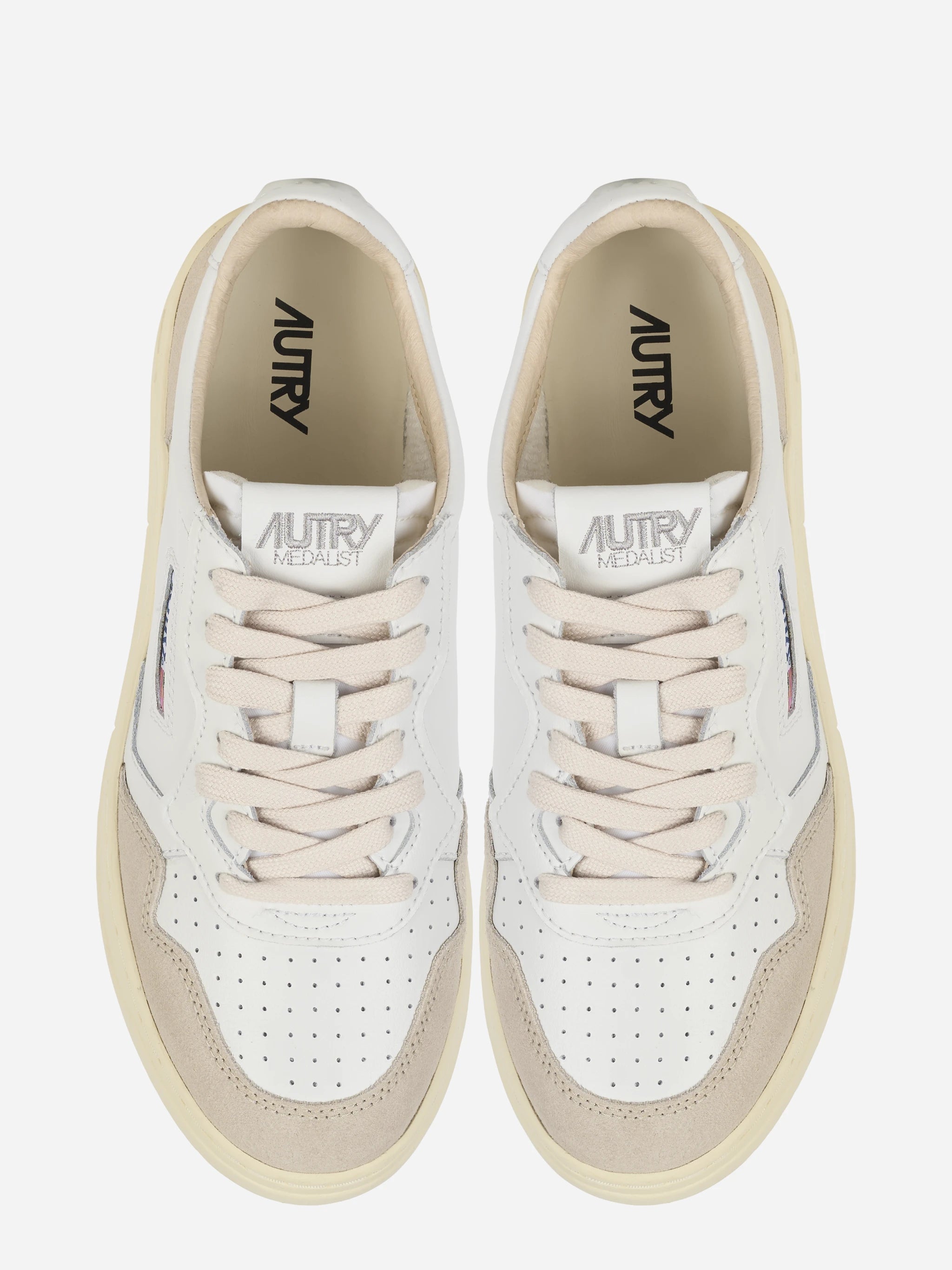 Sneakers Medalist Low In Pelle Bianca E Suede Beige