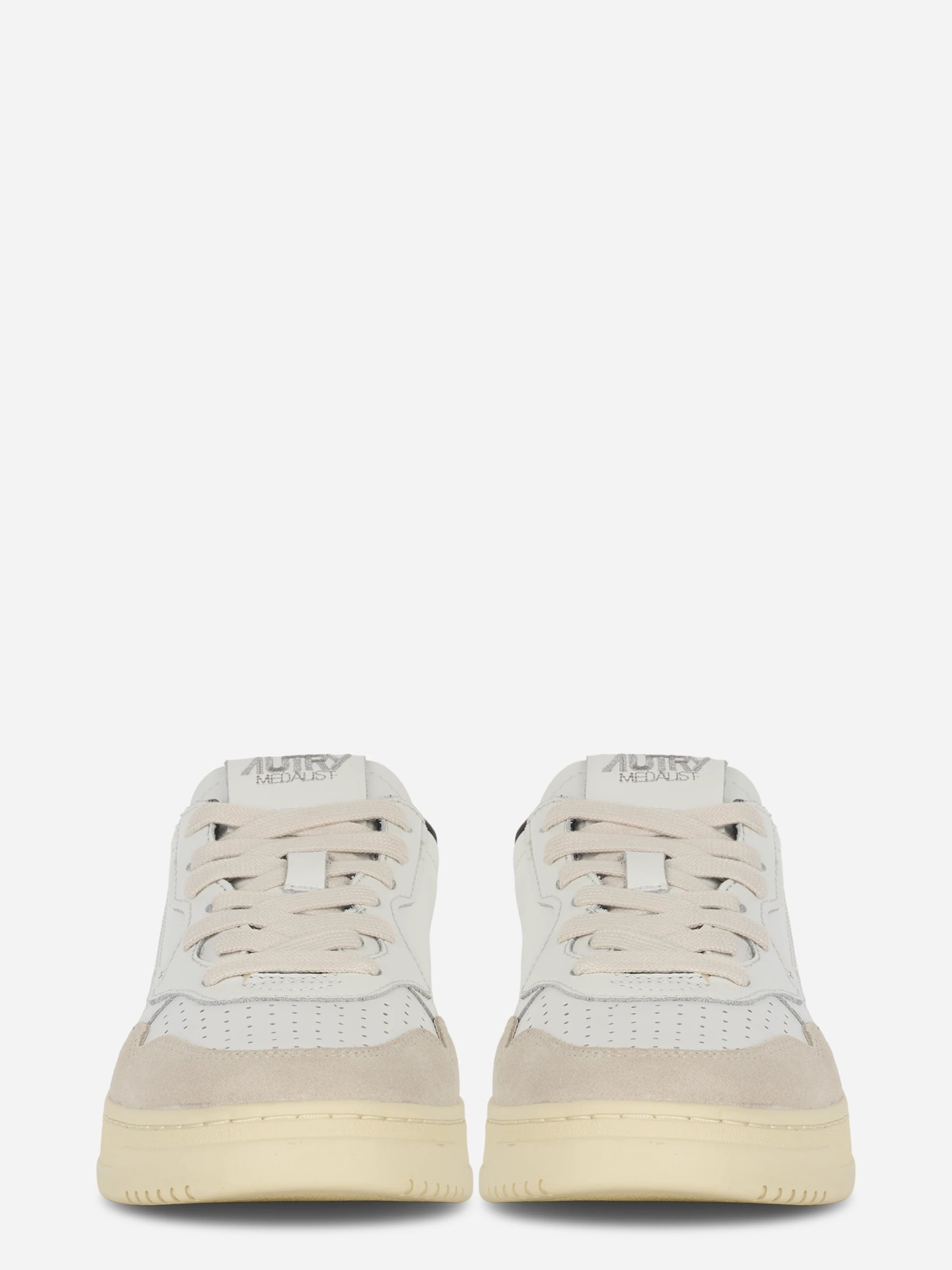 Sneakers Medalist Low In Suede E Pelle Bianca E Nera Con Lettering