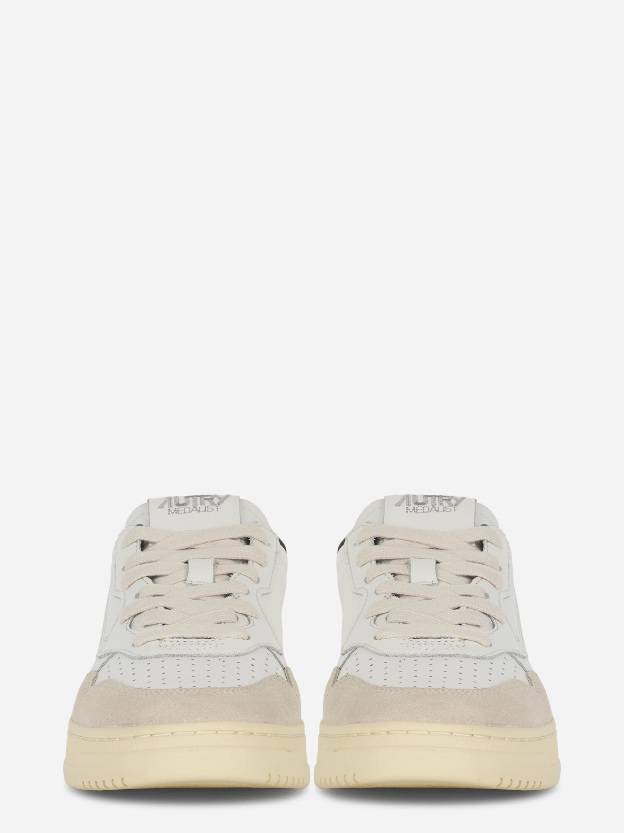 Sneakers Medalist Low In Suede E Pelle Bianca E Nera Con Lettering