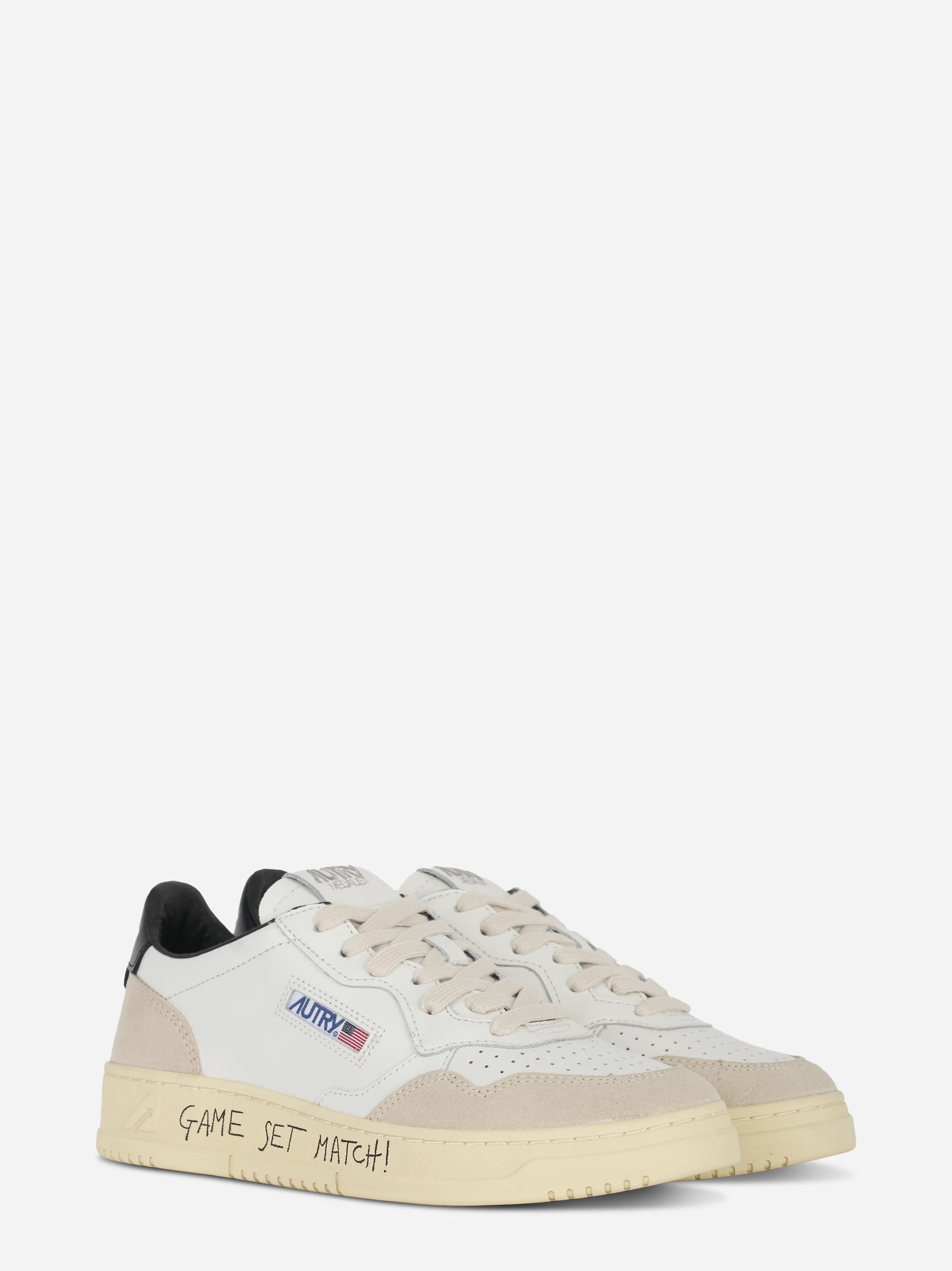 Sneakers Medalist Low In Suede E Pelle Bianca E Nera Con Lettering