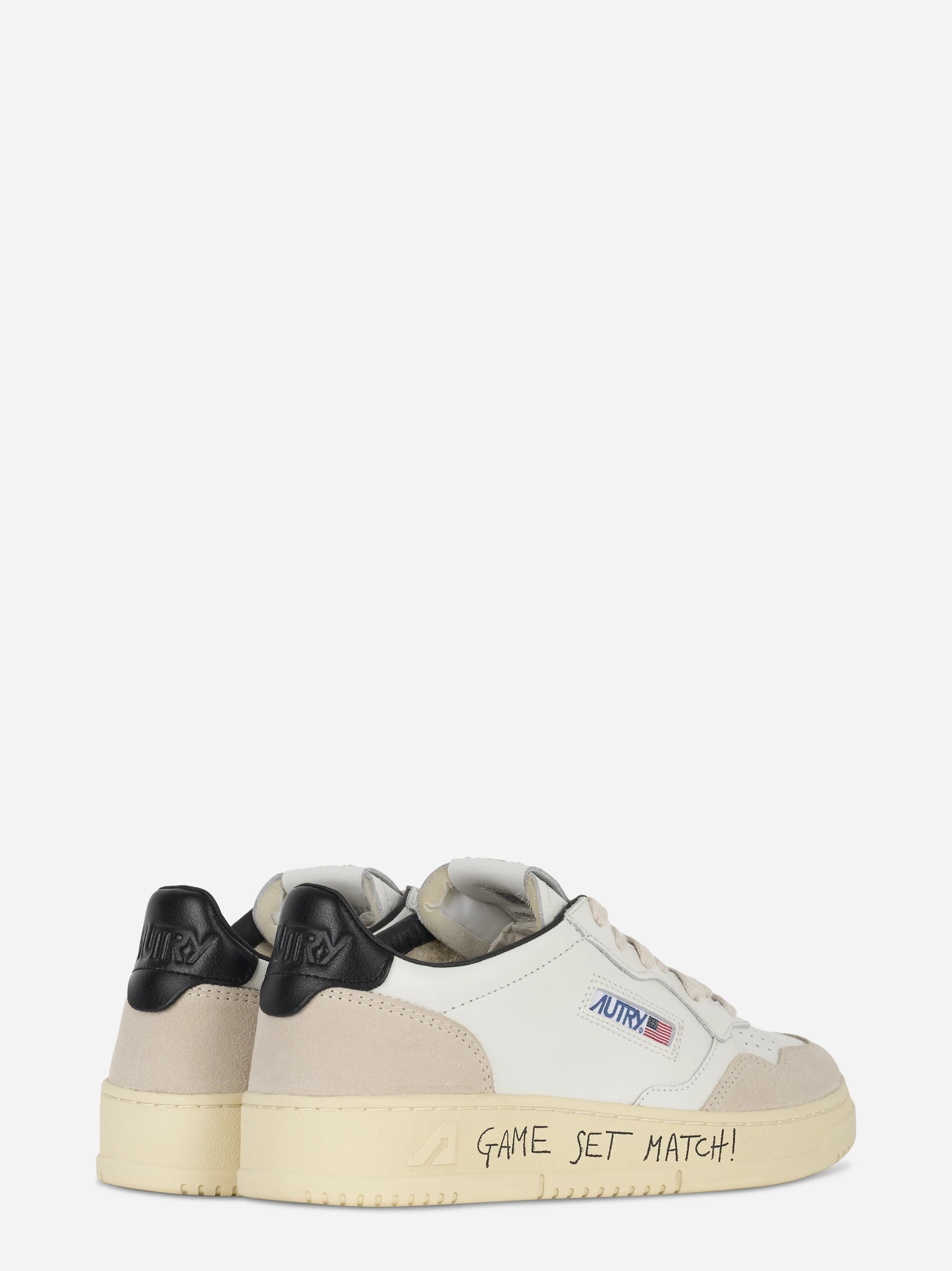 Sneakers Medalist Low In Suede E Pelle Bianca E Nera Con Lettering